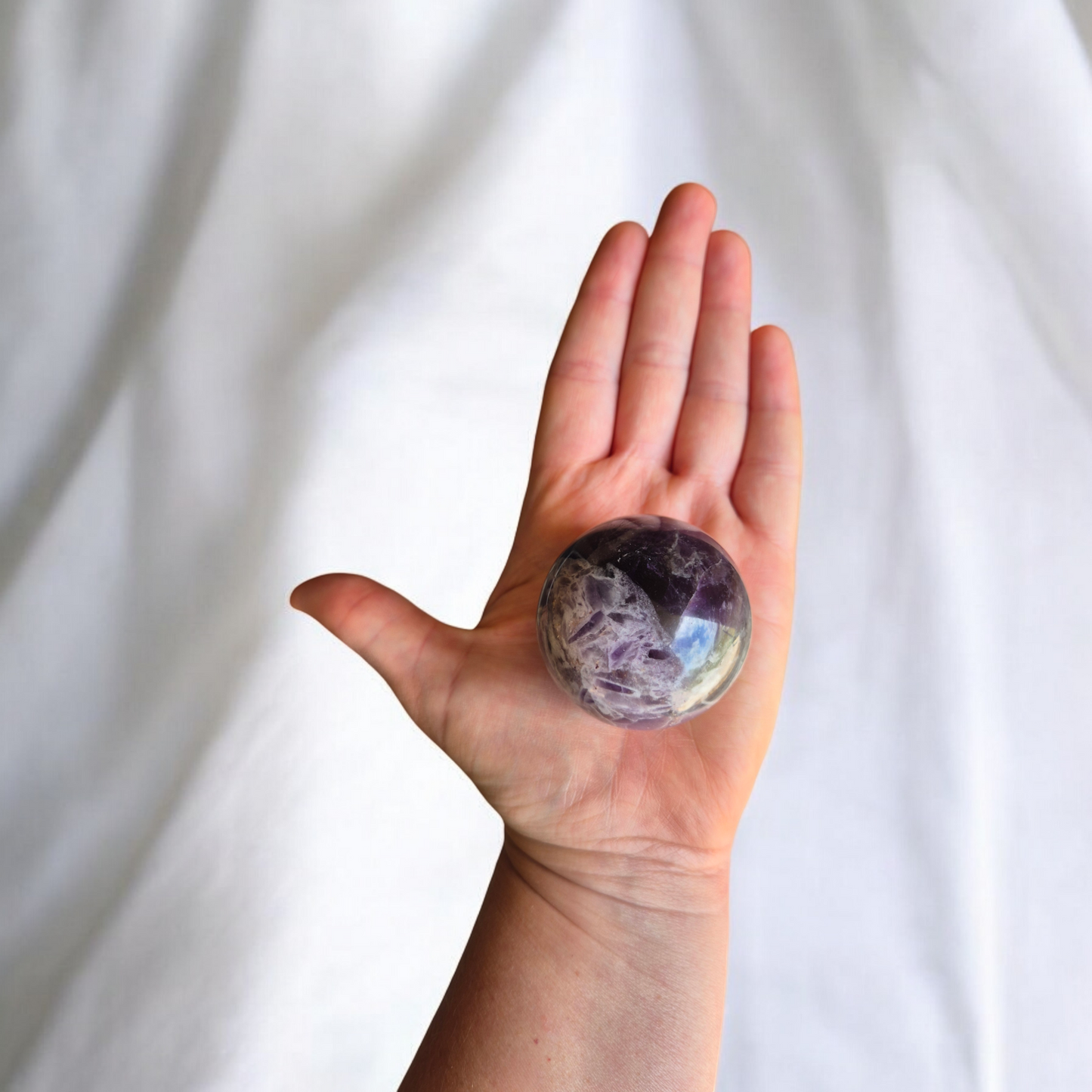 Chevron Amethyst Sphere for Healing and Spiritual Clarity | Amethyst Crystal Ball with V-shaped Patterns