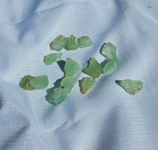 Raw green calcite sold at Mind Soul Sync crystal shop in Australia.