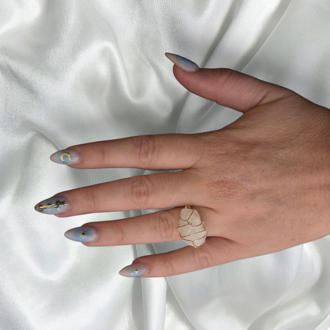 Raw Quartz Ring- Gold Wire Wrapped