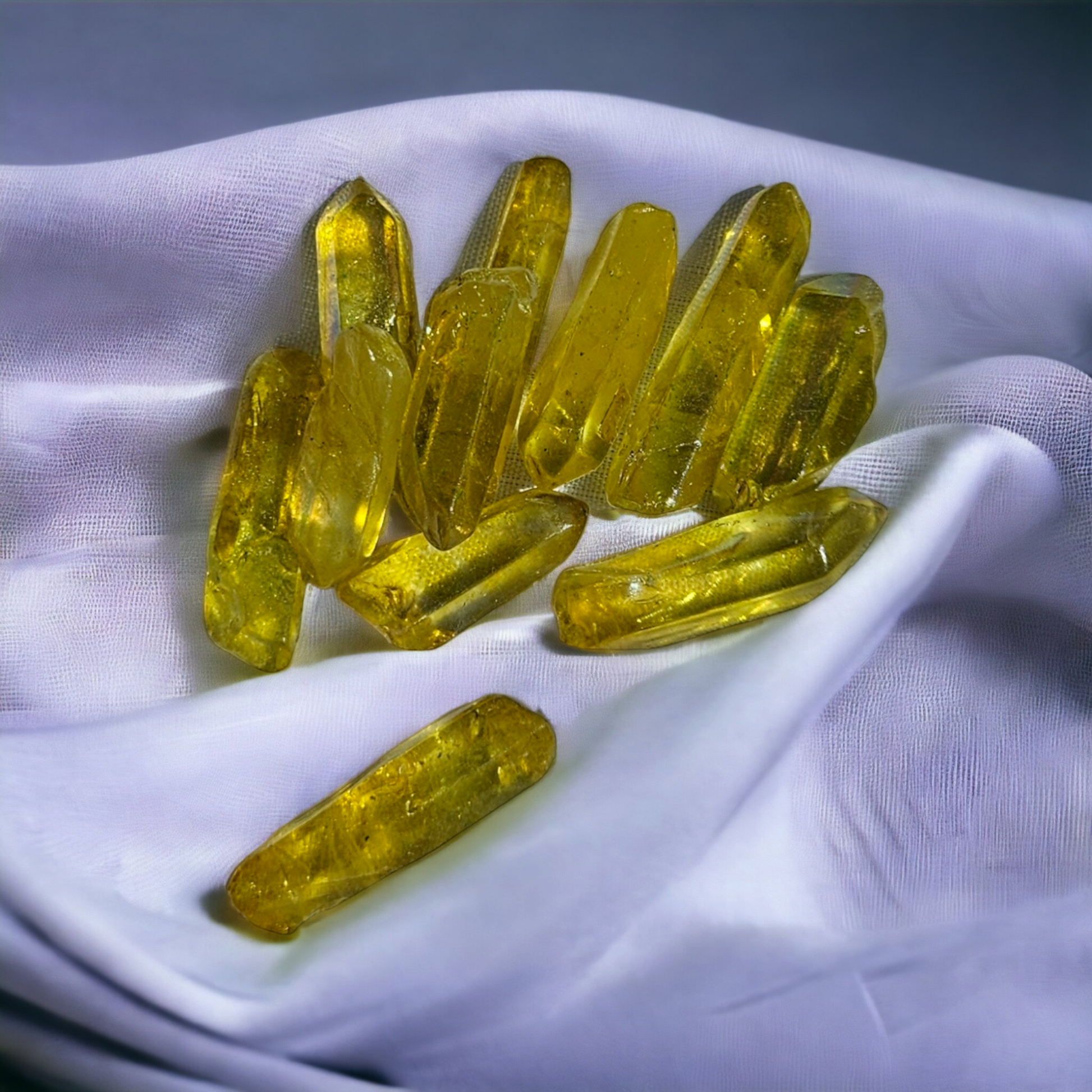 Yellow Sunshine Aura Quartz Point | Uplift Your Energy with Radiant Crystal Healing