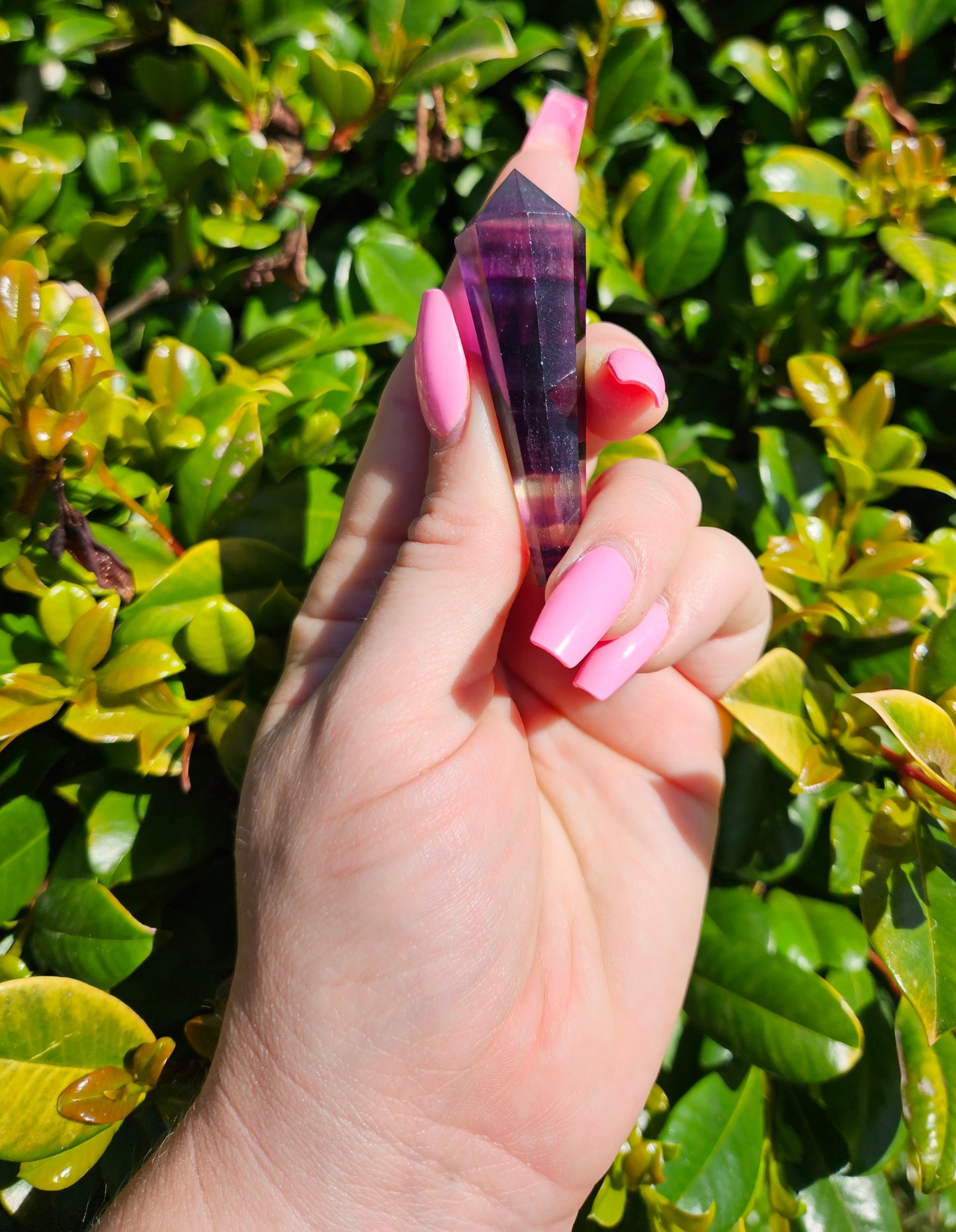Rainbow fluorite crystal to increase intuition third eye at mind soul sync crystal shop.