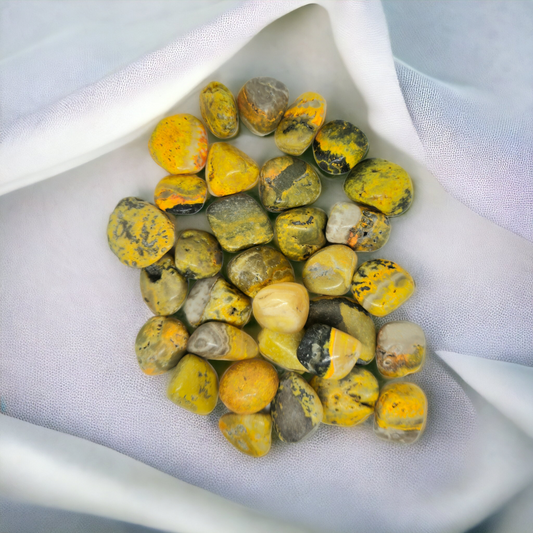 bumblebee jasper tumbles taken at mind soul sync crystal healing centre in australia.