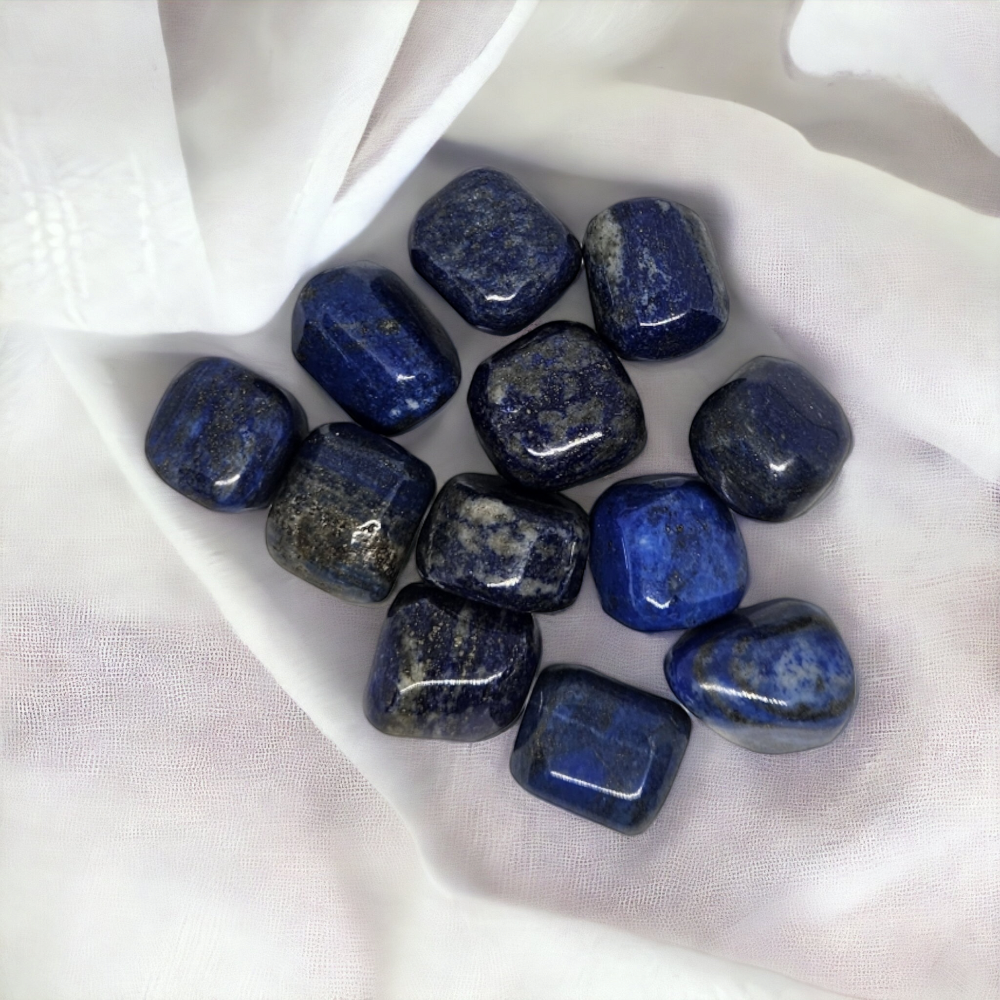 Lapis lazuli tumble stones. Blue crystals at crystal shop near sydney.