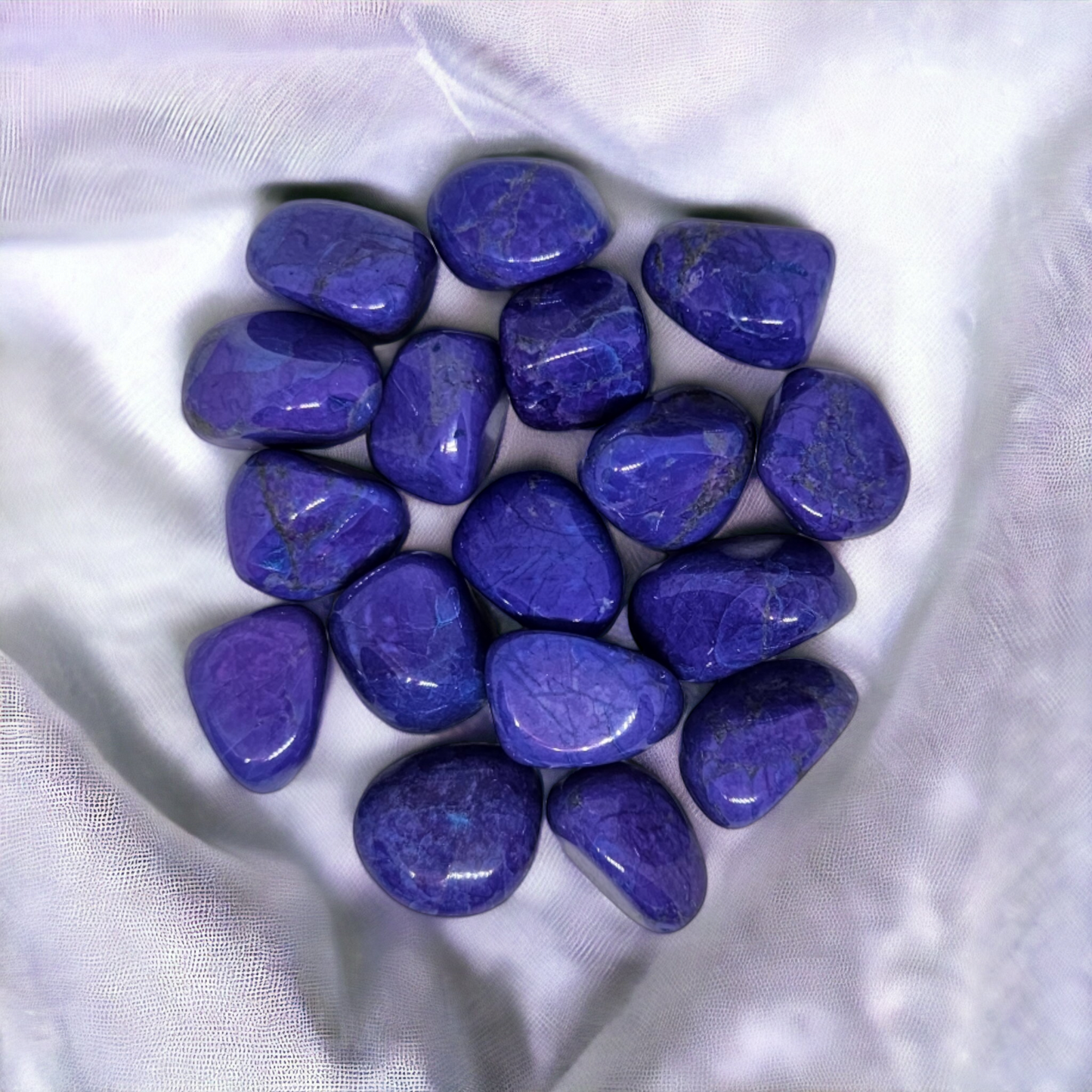 Purple crystals. Purple howlite tumble stone at Australia crystal shop.