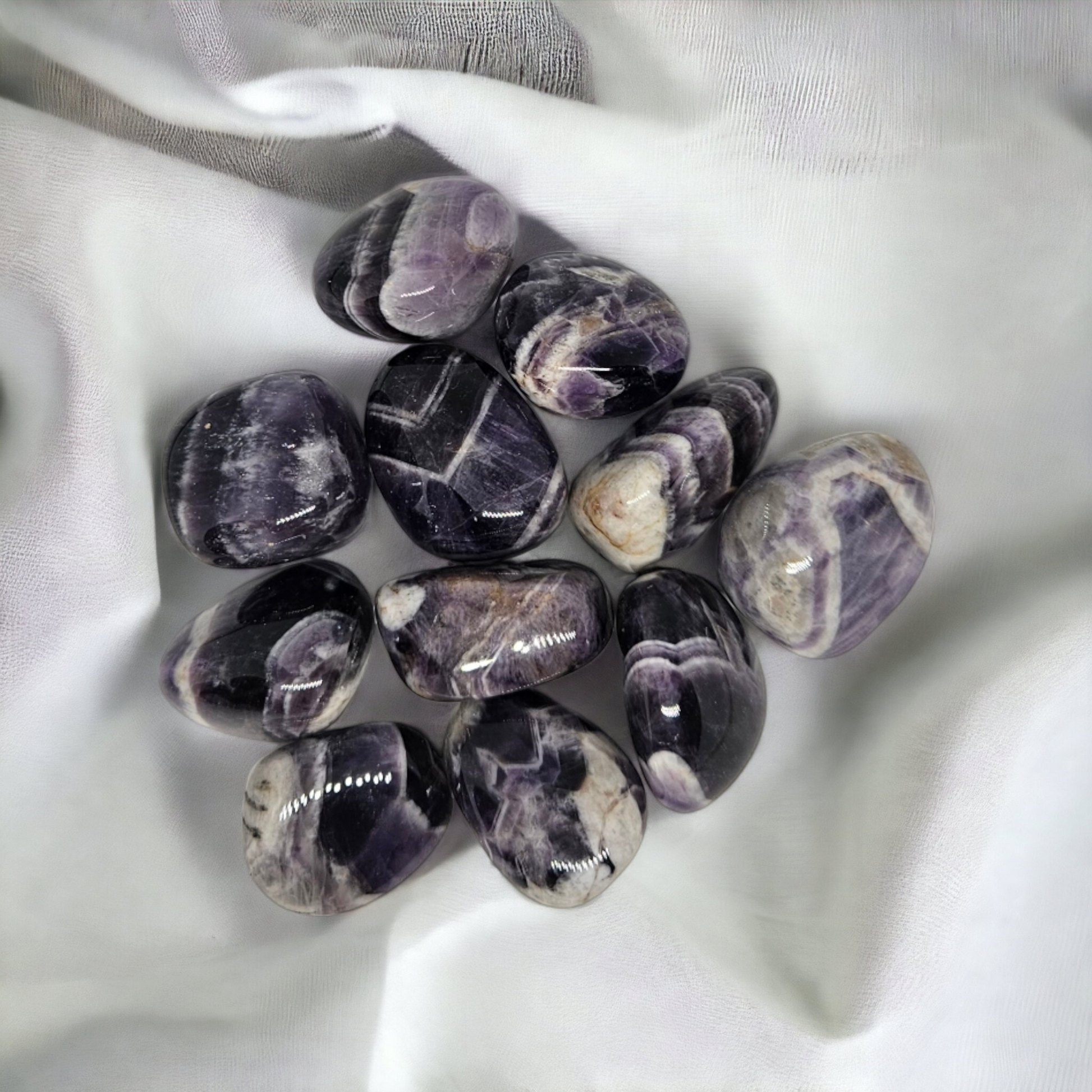 Chevron Purple amethyst tumble from australia crystal shop.