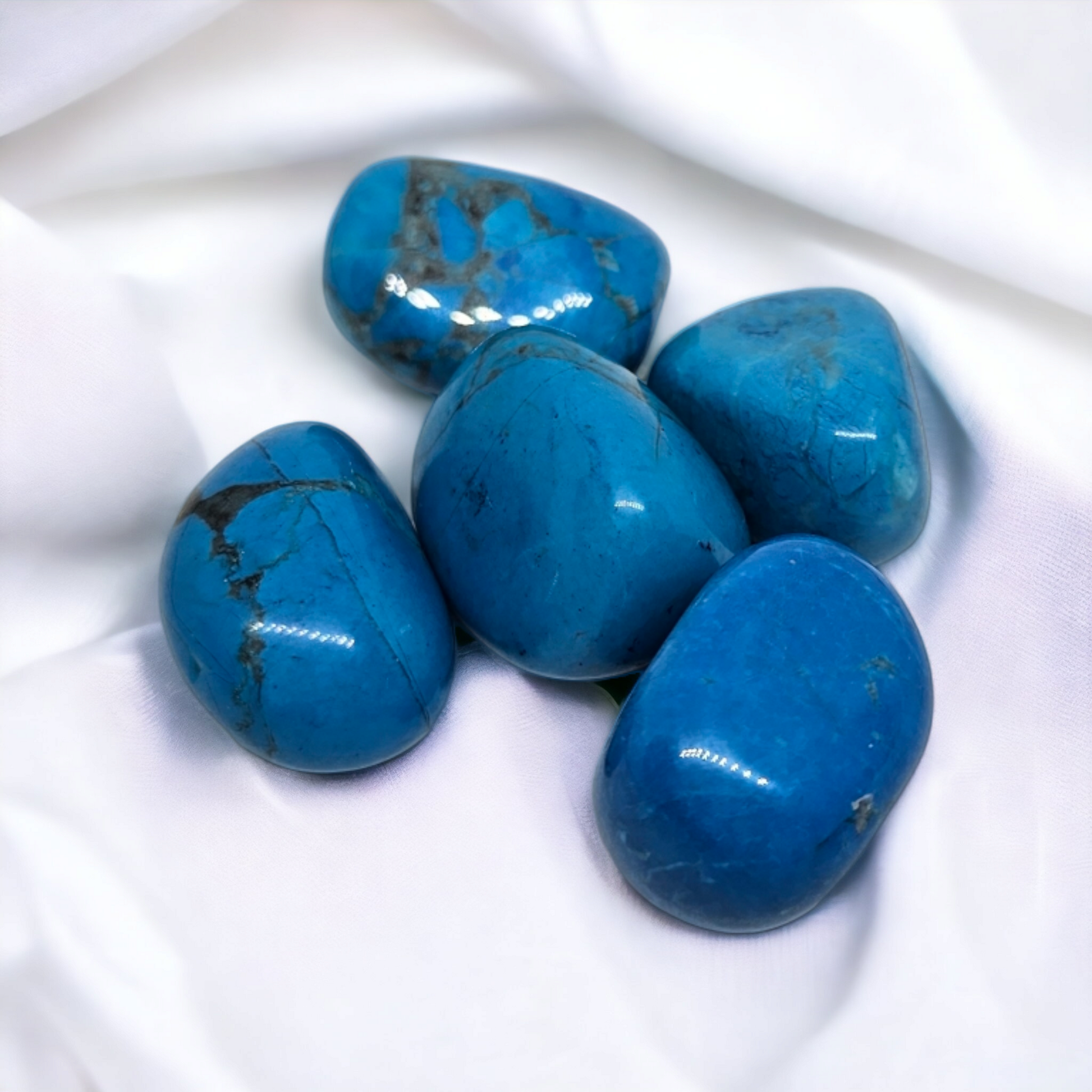 Blue howlite stone, a blue crystal sold at Mind Soul Sync crystal shop.