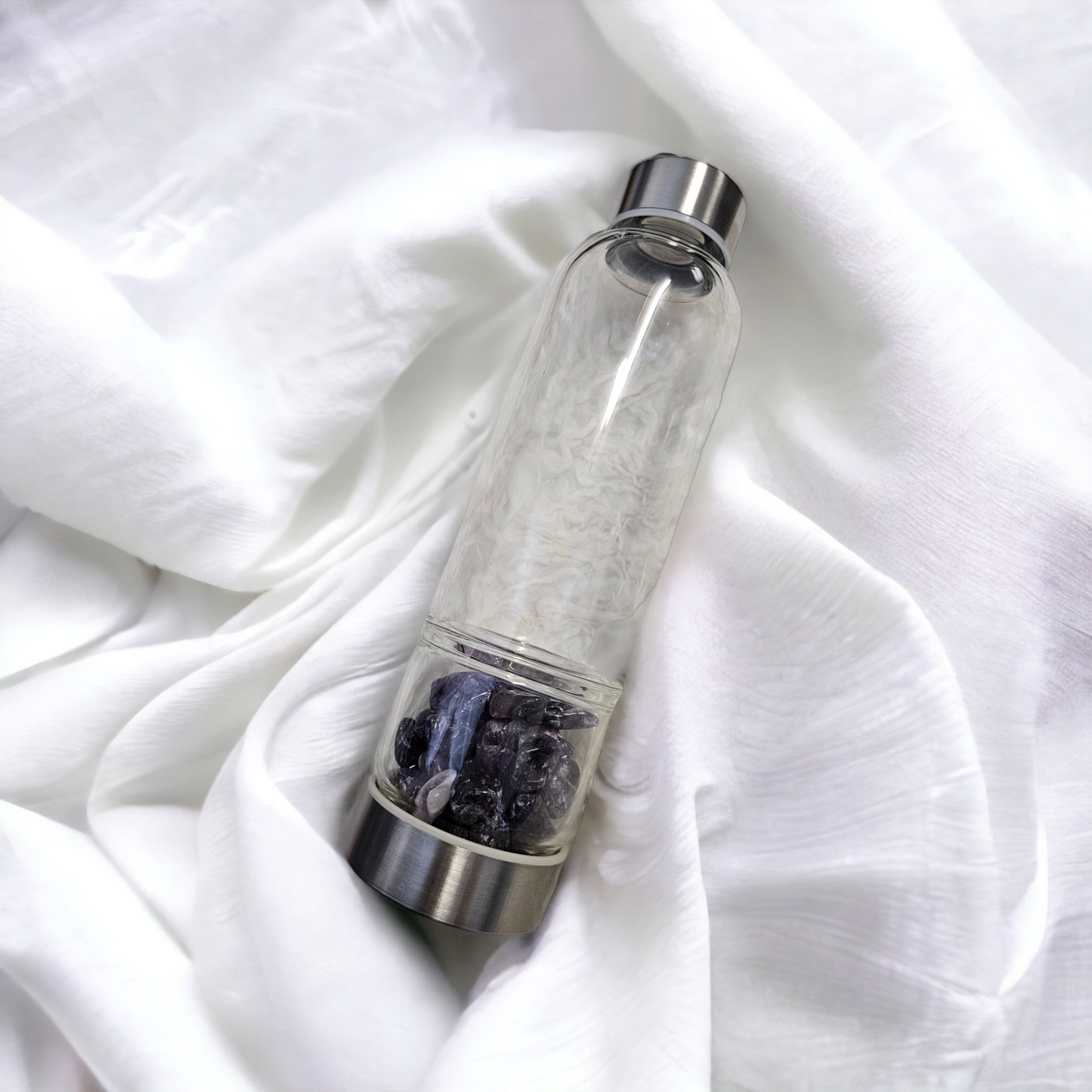 Amethyst crystal water bottle sold in Australia crystal shop.
