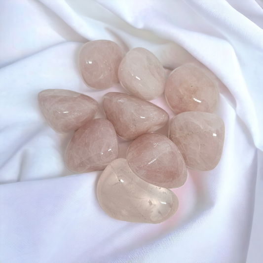 Rose quartz crystals for love sold at Mind Soul Sync crystal shop in Sydney 