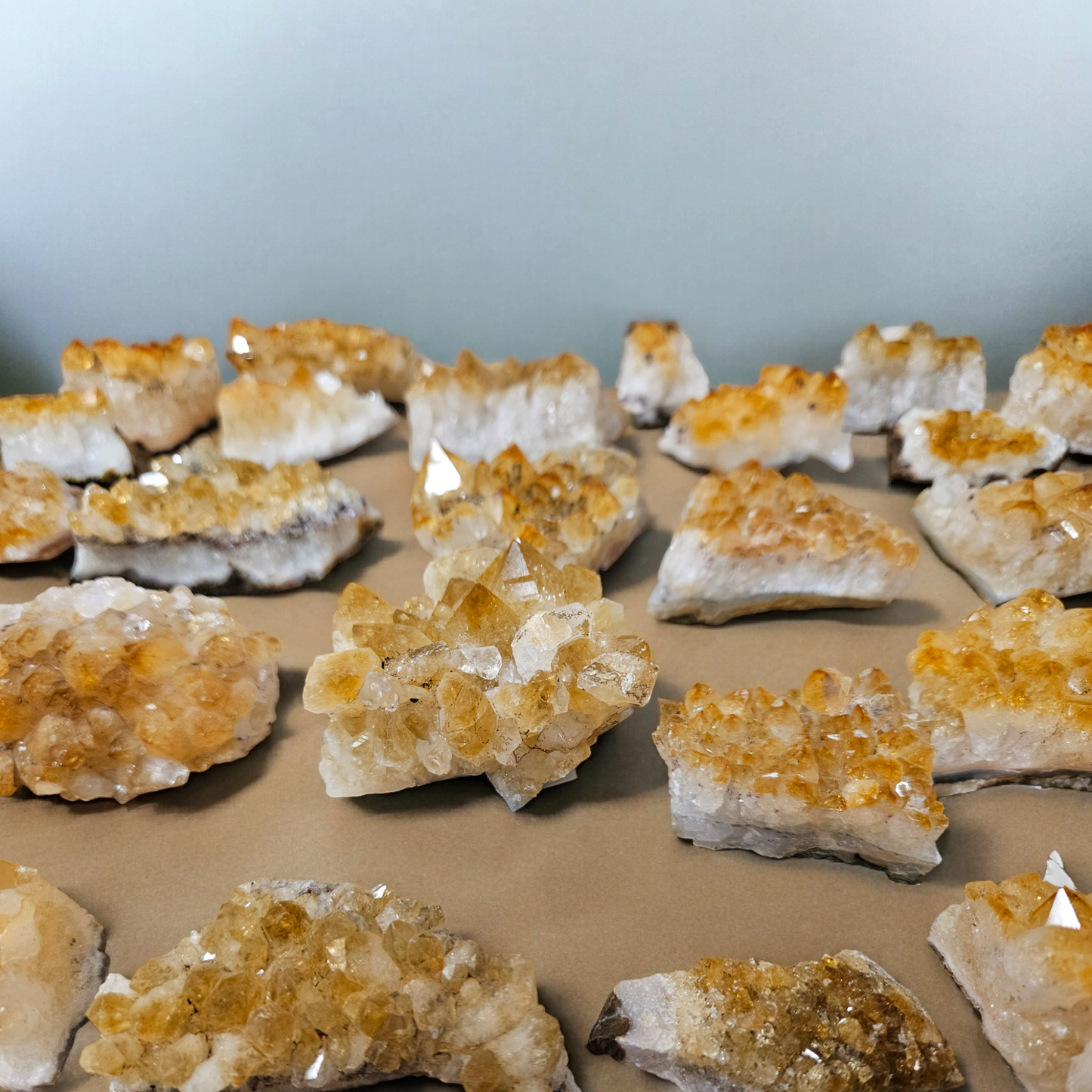 Raw citrine clusters sold at Mind Soul Sync crystal shop near Sydney.