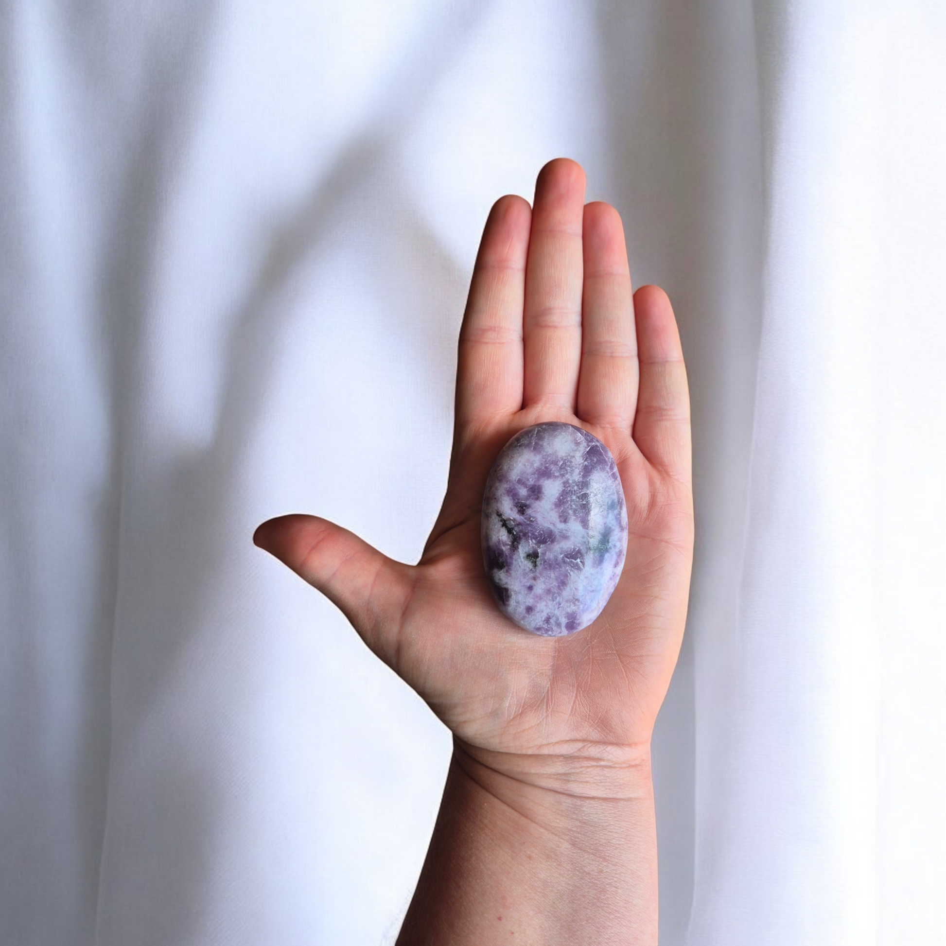 Purple crystal lepidolite at crystal shop Mind Soul Sync.