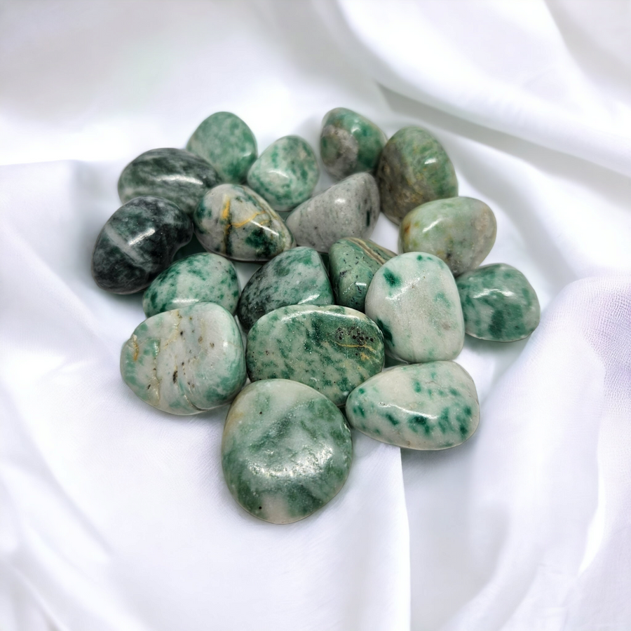 Jade Lushan crystal tumble for emotional healing, balance, and prosperity | Buy crystals online Australia