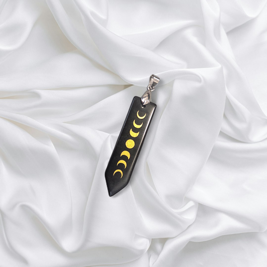 Black Obsidian Pendant | Moon Phase