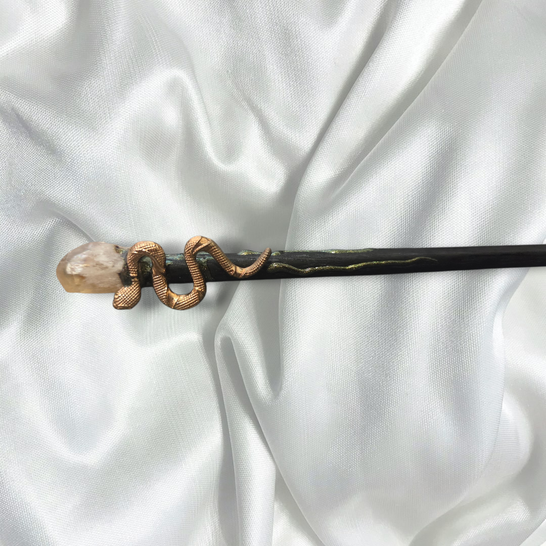 Citrine Wand With Gold Snake