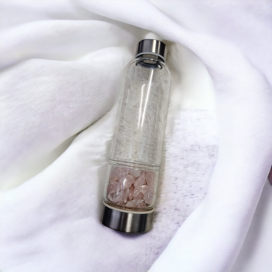 Rose Quartz Chip in Glass Bottle | Love, Healing, and Emotional Balance Crystal