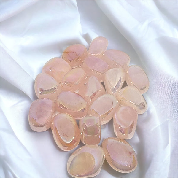 Rose Aura Quartz Tumble for love, healing & emotional balance | Shop Rose Aura Quartz crystals online in Australia for heart chakra energy