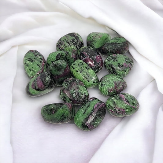 Ruby Zoisite Tumble for vitality, emotional healing & heart chakra energy | Buy Ruby Zoisite crystals online in Australia for spiritual growth and balance