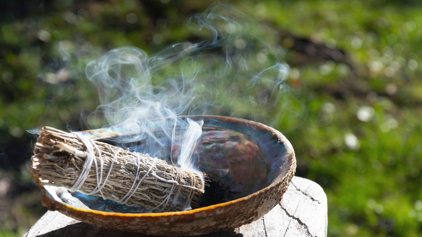 white sage to cleanse and clear crystals and negative energy