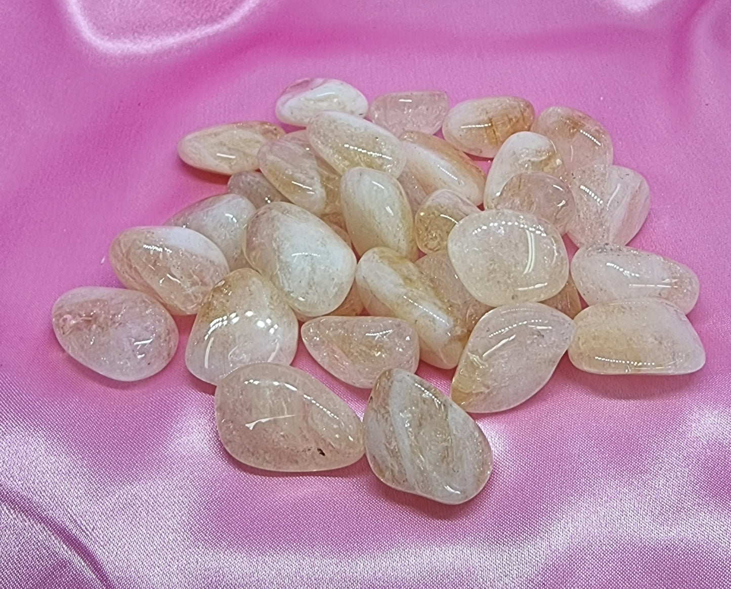 gorgeous natural citrine tumbles with orange and yellow hue taken in salt rooms dubbo